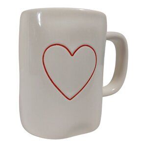 Rae Dunn Valentine's Day Two Hearts Large White Mug Red Interior - Perfect Cond
